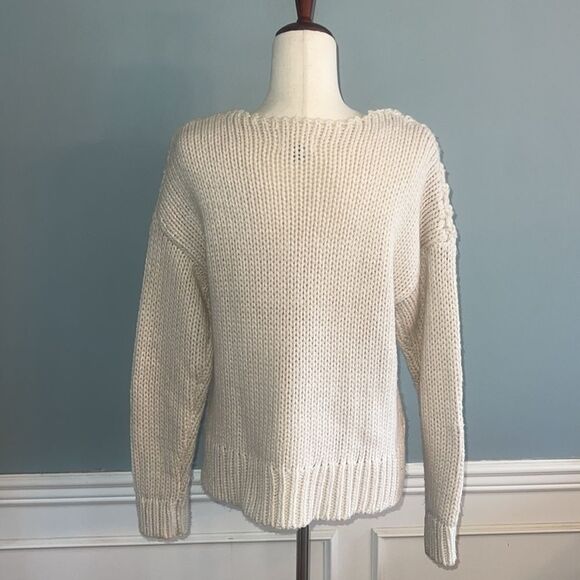 Women’s Large chunky knit thick knit cream neutral sweater - Picture 9 of 14